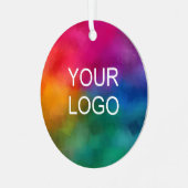 Aangepaste Business Logo Code Eenvoudige Sjabloon Metalen Ornament (Voorkant links)