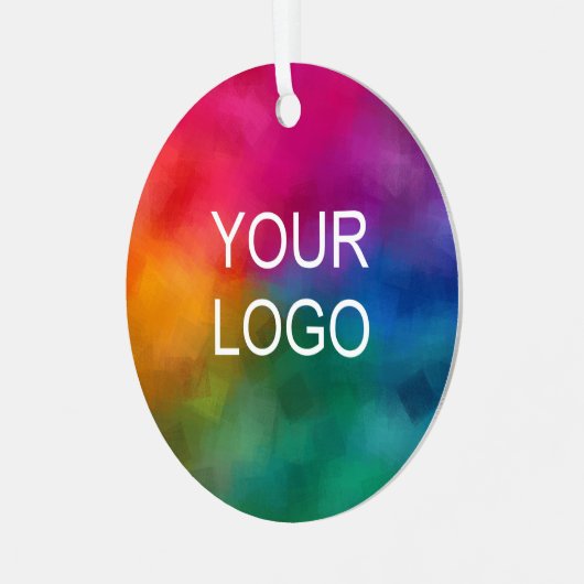 Aangepaste Business Logo Code Eenvoudige Sjabloon Metalen Ornament (Voorkant links)