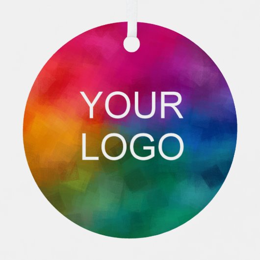 Aangepaste Business Logo Code Eenvoudige Sjabloon Metalen Ornament (Voorkant)