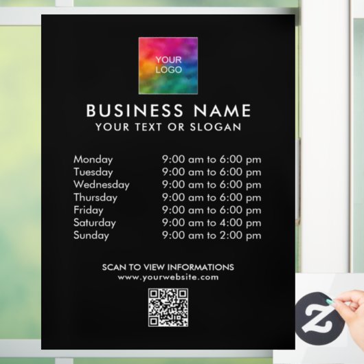 Aangepaste Business Logo Code Moderne Sjabloon Raamsticker (Huis)