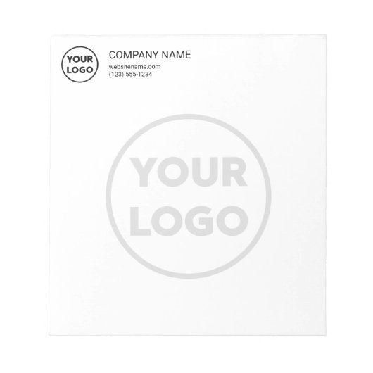 Aangepaste Business Logo Contact Info Big Faded Lo Notitieblok (Voorkant)