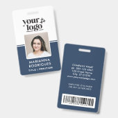 Aangepaste Business Logo Foto Barcode Medewerker I Badge (Front & Back)