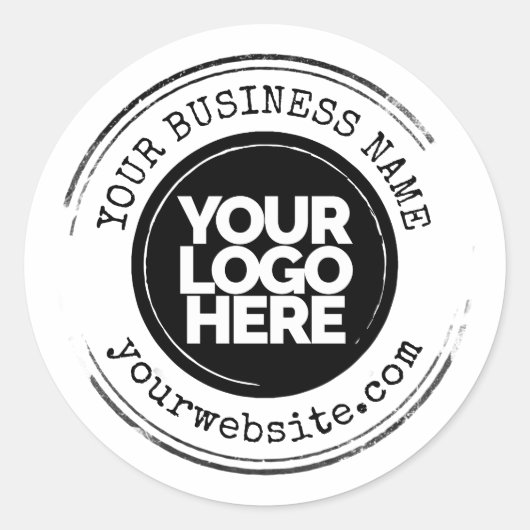 Aangepaste Business Logo Grote Grunge Ronde Sticker (Voorkant)