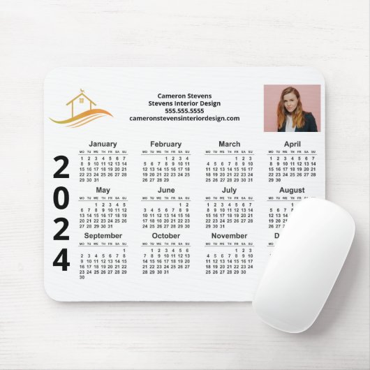 Aangepaste Business Logo Marketing 2024 Kalender Muismat (Met muis)