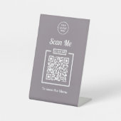 Aangepaste Business Logo Menu Grijze QR-code Reclamebord Met Voetstuk (Voorkant)