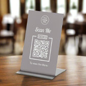 Aangepaste Business Logo Menu Grijze QR-code Reclamebord Met Voetstuk