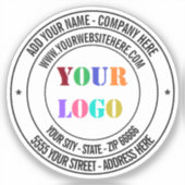 Aangepaste Business Logo Naam Adres Sticker Sjablo (Voorkant)