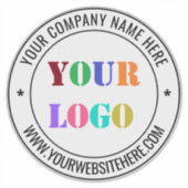 Aangepaste Business Logo Naam Info Round Sticker (Voorkant)