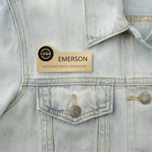 Aangepaste Business Logo Naam Medewerker Metallic  Naamplaatje (In situ)