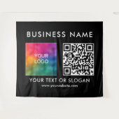 Aangepaste Business Logo Naam QR Code XL Achtergro Wandkleed (Voorkant (horizontaal))