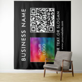 Aangepaste Business Logo Naam QR Code XL Achtergro Wandkleed (In situ)