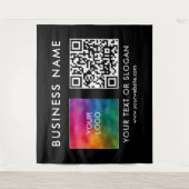 Aangepaste Business Logo Naam QR Code XL Achtergro Wandkleed (Voorkant)