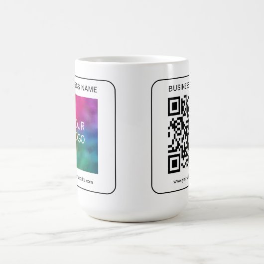 Aangepaste Business Logo Naam URL QR Code Sjabloon Koffiemok (Center)