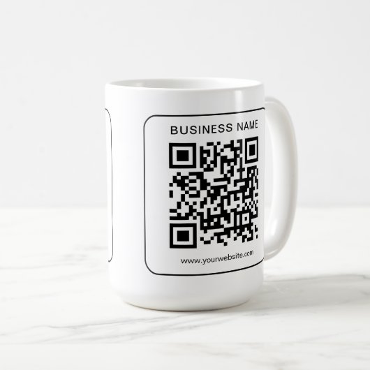 Aangepaste Business Logo Naam URL QR Code Sjabloon Koffiemok (Voorkant rechts)