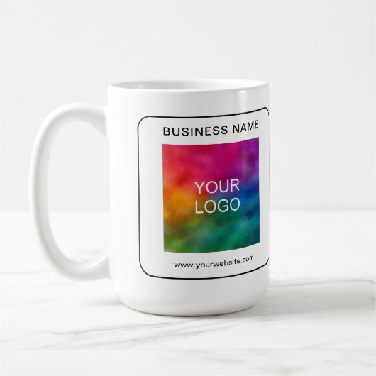 Aangepaste Business Logo Naam URL QR Code Sjabloon Koffiemok (Links)