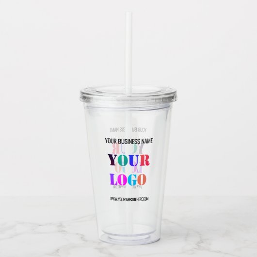 Aangepaste Business Logo Naam Website Acryl Tumble Drinkbeker (Voorkant)
