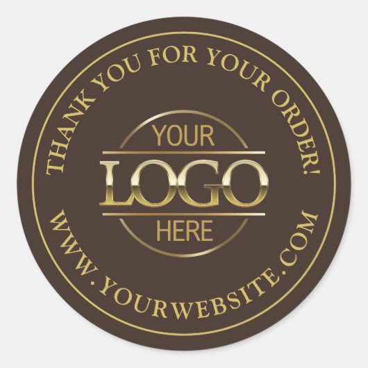 Aangepaste Business Logo Promotional Brown en Gold Ronde Sticker (Voorkant)
