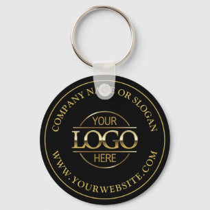 Aangepaste Business Logo Promotionele Zwart en Gou Sleutelhanger