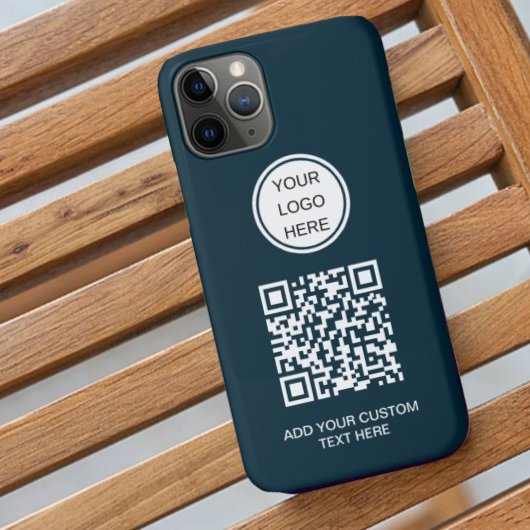 Aangepaste Business Logo QR Code Marine Blauw Prom Case-Mate iPhone Case