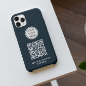 Aangepaste Business Logo QR Code Marine Blauw Prom Case-Mate iPhone Case