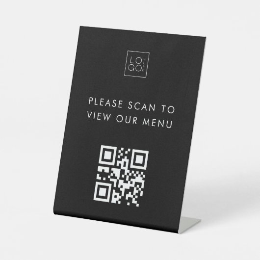 Aangepaste Business Logo & QR Code Menu Contactloo Reclamebord Met Voetstuk (Voorkant)