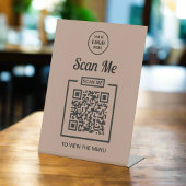 Aangepaste Business Logo QR Code Menu Rustiek Neut Reclamebord Met Voetstuk