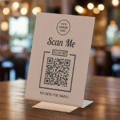 Aangepaste Business Logo QR Code Menu Rustiek Neut Reclamebord Met Voetstuk