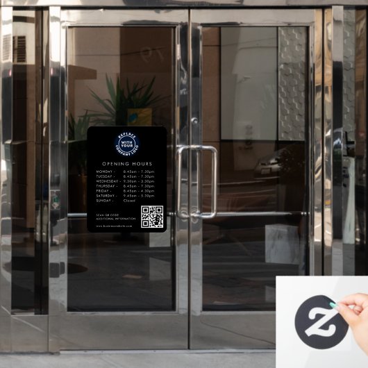 Aangepaste Business Logo QR Code Openingstijden Zw Raamsticker (Kantoordeur)