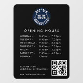 Aangepaste Business Logo QR Code Openingstijden Zw Raamsticker (Vel)