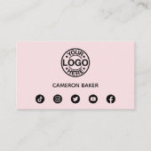 Aangepaste Business Logo QR Code Social Media Roze Visitekaartje (Voorkant)