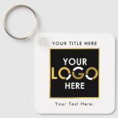 Aangepaste Business Logo QR Code & Tekst Dubbelzij Sleutelhanger (Voorkant)