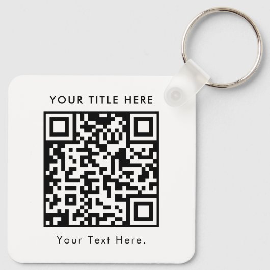 Aangepaste Business Logo QR Code & Tekst Dubbelzij Sleutelhanger (Achterkant)