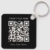 Aangepaste Business Logo QR Code & Tekst Dubbelzij Sleutelhanger (Achterkant)