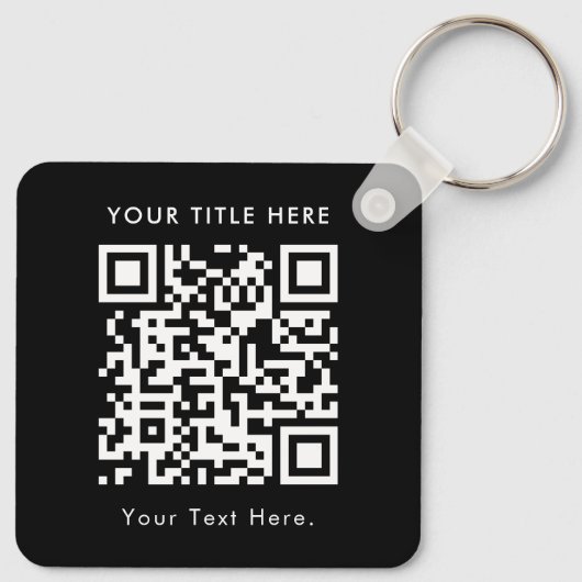 Aangepaste Business Logo QR Code & Tekst Dubbelzij Sleutelhanger (Achterkant)