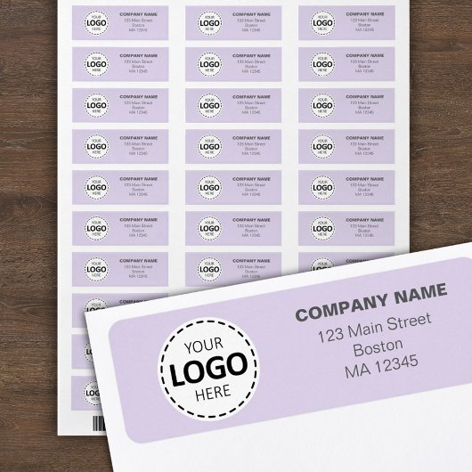 Aangepaste Business Logo & Retour Adres Lavendel Etiket