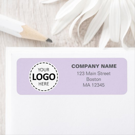 Aangepaste Business Logo & Retour Adres Lavendel Etiket (Insitu)