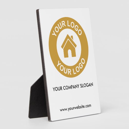 Aangepaste Business Logo Slogan Website Tabel Plaq Fotoplaat (Zijkant)