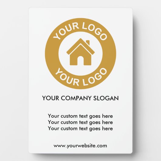 Aangepaste Business Logo Slogan Website Tabel Plaq Fotoplaat (voorkant)
