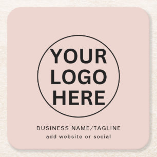 Aangepaste Business Logo & Tekst l Blush Pink Prom Kartonnen Onderzetters