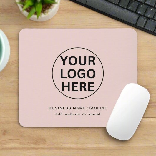 Aangepaste Business Logo & Tekst l Blush Pink Prom Muismat