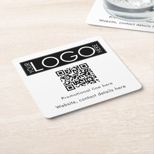 Aangepaste Business Logo Tekst QR Code Promotionee Kartonnen Onderzetters (Schuin)