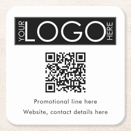 Aangepaste Business Logo Tekst QR Code Promotionee Kartonnen Onderzetters (Voorkant)