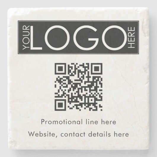 Aangepaste Business Logo Tekst QR Code Promotionee Stenen Onderzetter (Voorkant)