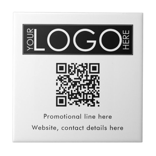 Aangepaste Business Logo Tekst QR Code Promotionee Tegeltje (Voorkant)