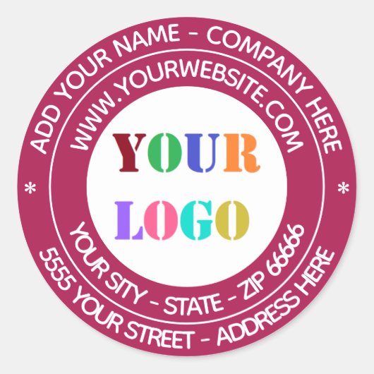 Aangepaste Business Logo Tekst Ronde Sticker Sjabl (Voorkant)