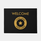 Aangepaste Business Logo Welcome Black en Gold Deurmat (Voorkant)