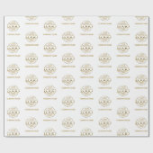Aangepaste Business Logo Wit Goud Promotie Cadeaupapier (Vlak)