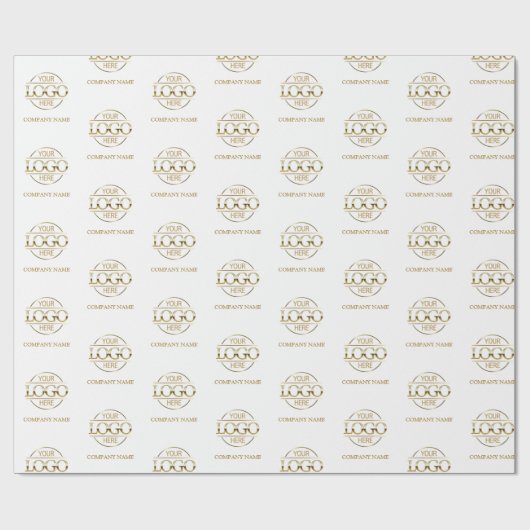 Aangepaste Business Logo Wit Goud Promotie Cadeaupapier (Vlak)