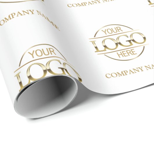 Aangepaste Business Logo Wit Goud Promotie Cadeaupapier (Rol Hoek)