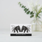 Aangepaste business met zwarte en witte tribale pa visitekaartje (Staand voorkant)